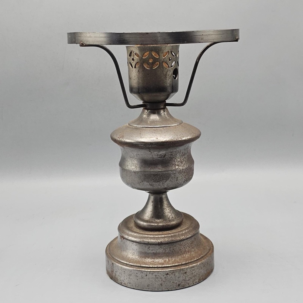 Vintage Nickle Plated Oil Lamp Converted Not Working Parts & Repair Rusty